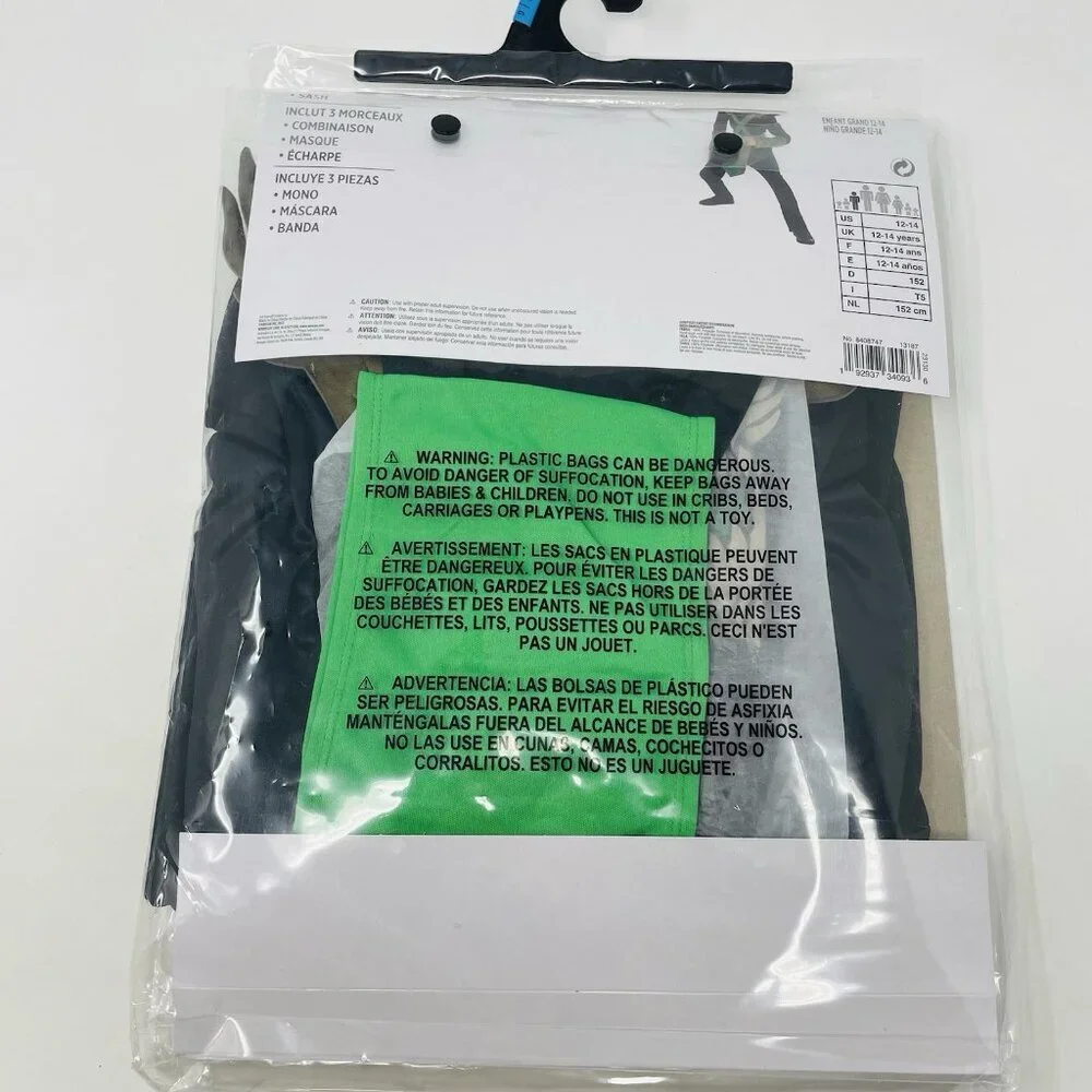 Dragon Ninja Youth Child Boys Size Large 12-14 Halloween Dress Up Costume Black - Picture 5 of 8